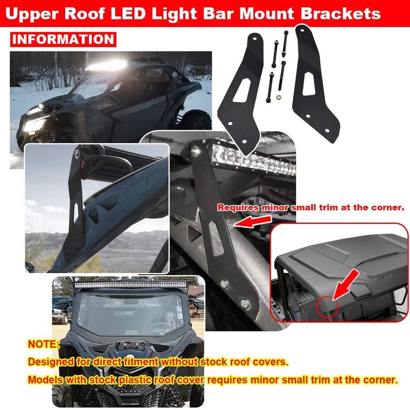 Wsays Compatible with 50 '' LED Light Bar Upper Roof Windshield Mounting Brackets Compatible with Can Am Maverick X3 and X3 Max 2017-2024 All Models - Image 4